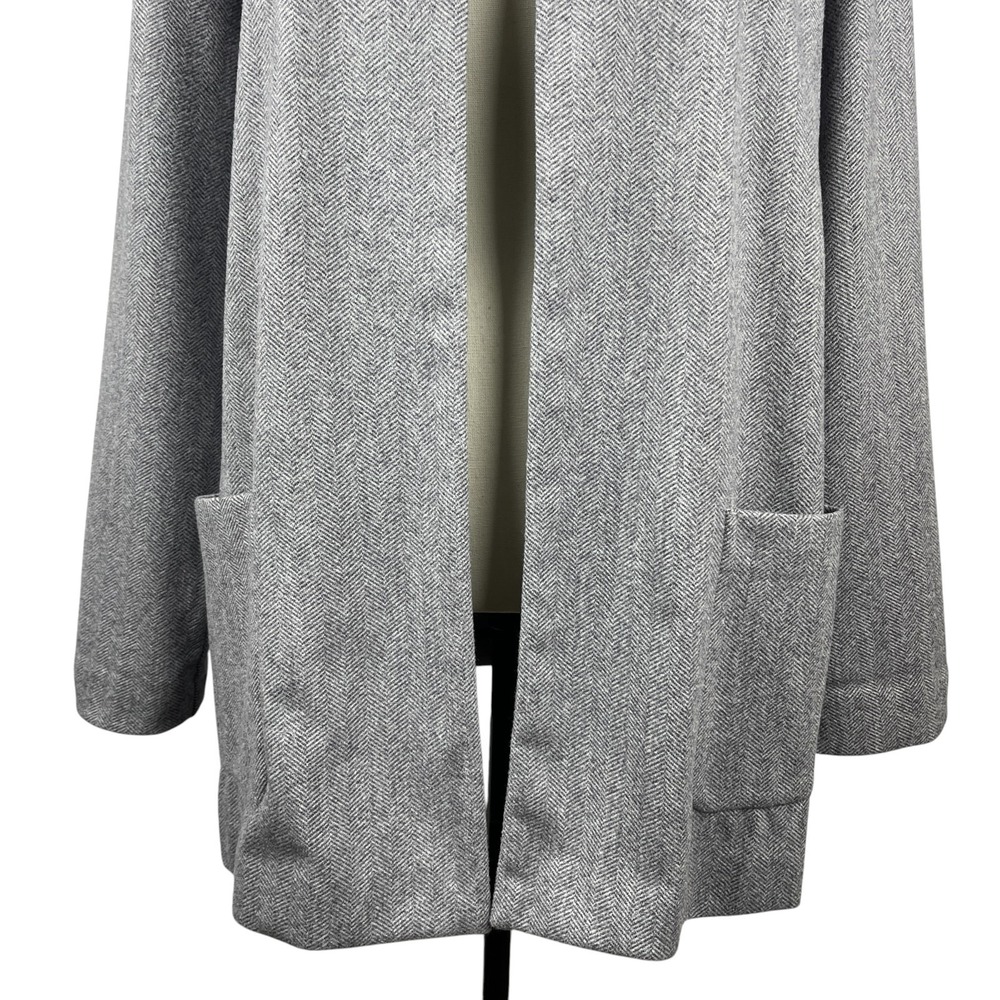 Simply Vera Vera Wang Women's Open Front Cardigan Large Gray Herringbone Pockets - Picture 3 of 11